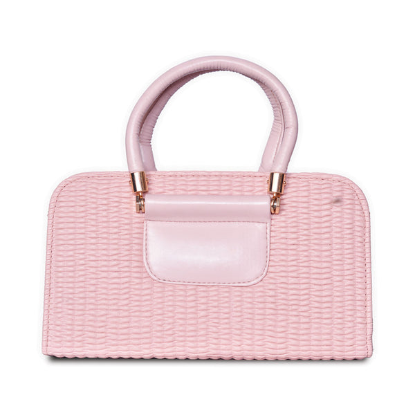 Textured Handbag with Shoulder Strap Peach