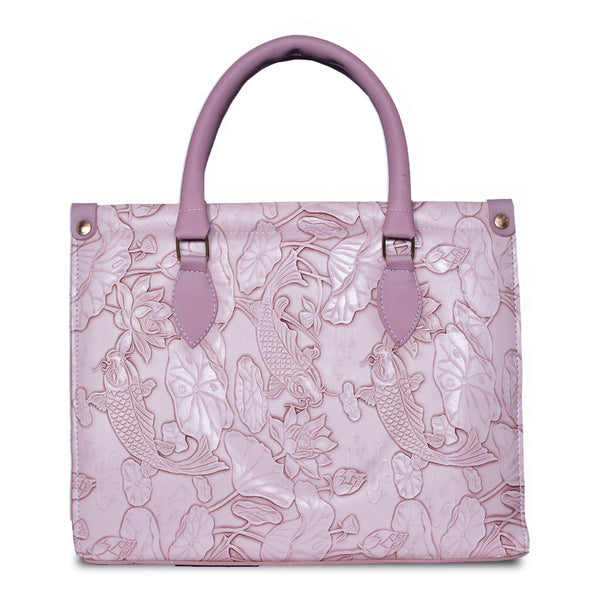 The Lotus Embossed tote bag Purple