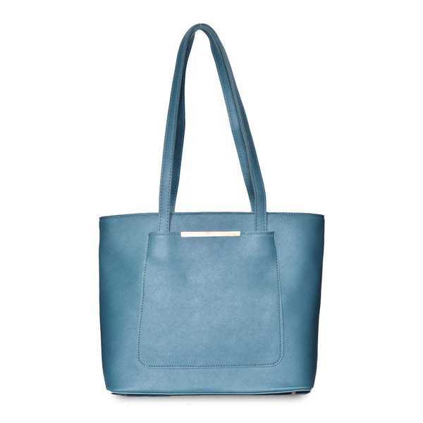 Teal Luxe Structured Tote Bag Green