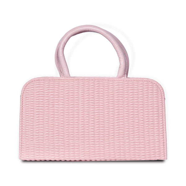 Textured Handbag with Shoulder Strap Peach