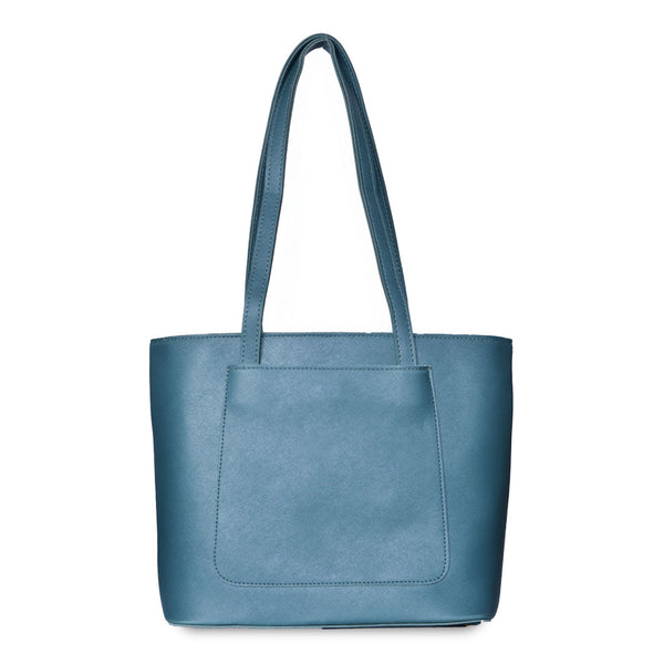 Teal Luxe Structured Tote Bag Green