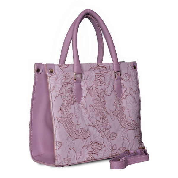 The Lotus Embossed tote bag Purple