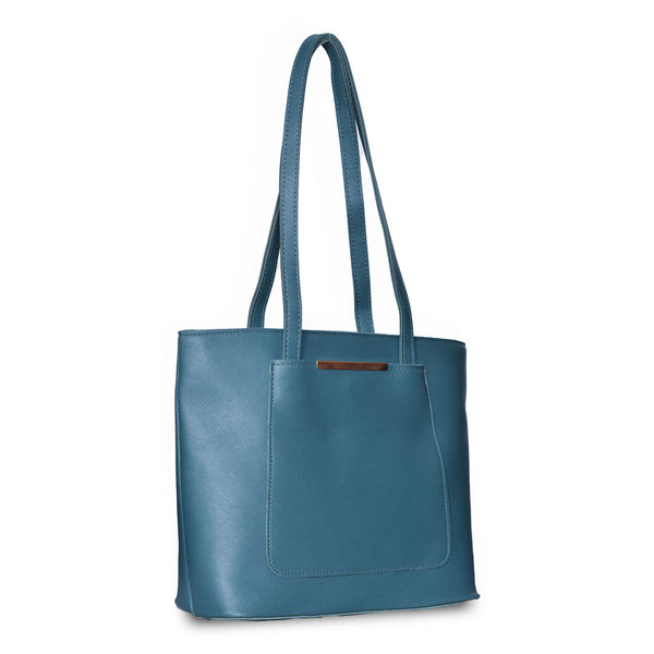 Teal Luxe Structured Tote Bag Green