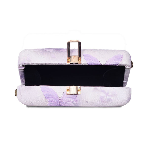 Butterfly Print Box Clutch