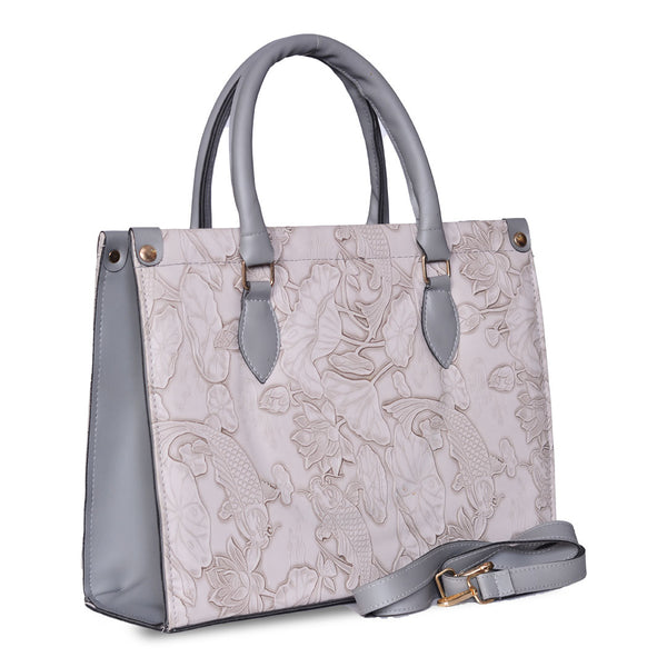 The Lotus Embossed tote bag Gery