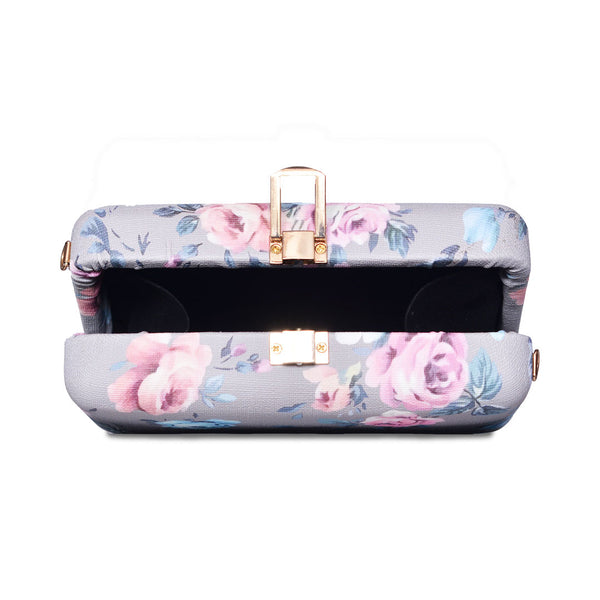Butterfly Print Box Clutch  Gery