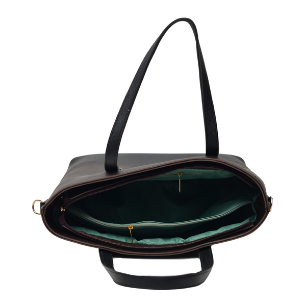 2 Pcs Signature Tote Bag Double Tone (Dark Brown & Black)