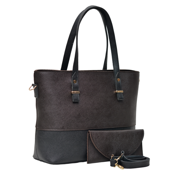 2 Pcs Signature Tote Bag Double Tone (Dark Brown & Black)