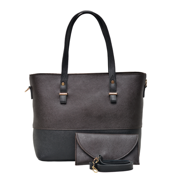 2 Pcs Signature Tote Bag Double Tone (Dark Brown & Black)