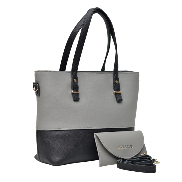 2 Pcs Signature Tote Bag Double Tone (Grey & Black)