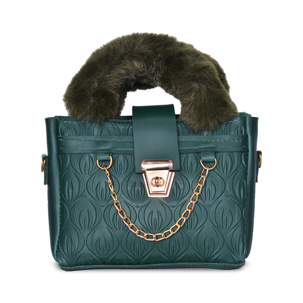 Plush Fur Top Crossbody Bag Green
