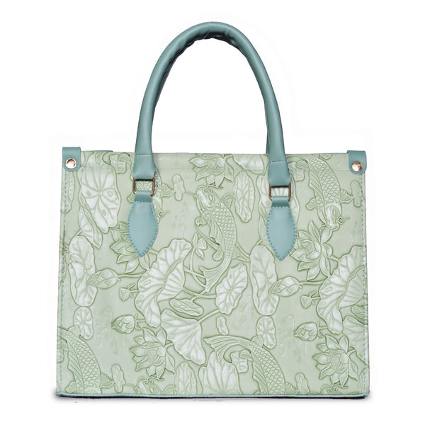 The Lotus Embossed tote bag Green