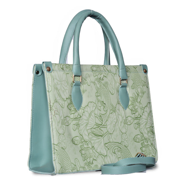 The Lotus Embossed tote bag Green