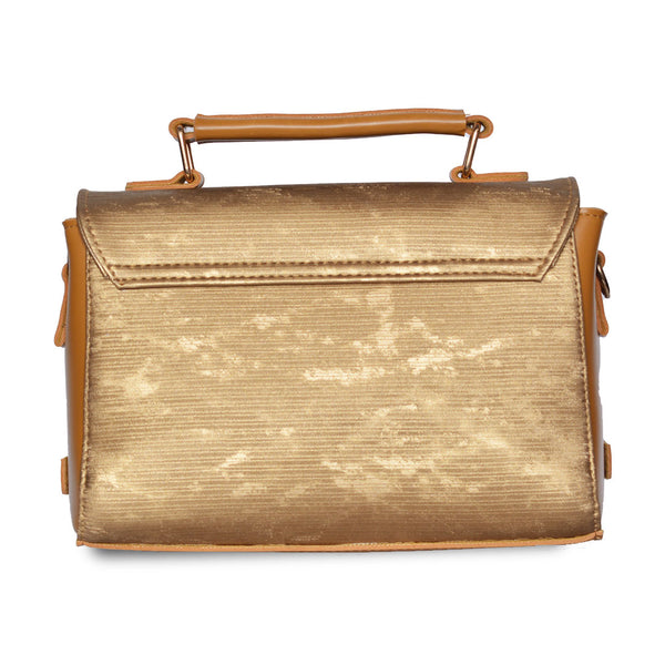 Top Handle Crossbody Bag with Adjustable Wide Strap Gold