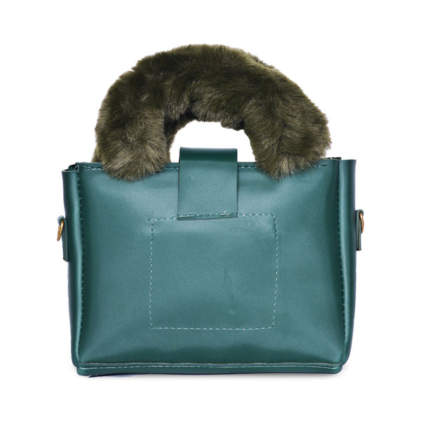 Plush Fur Top Crossbody Bag Green