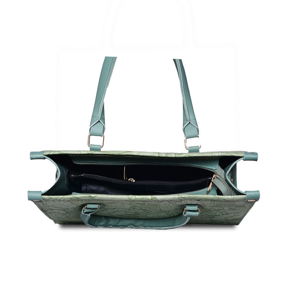 The Lotus Embossed tote bag Green