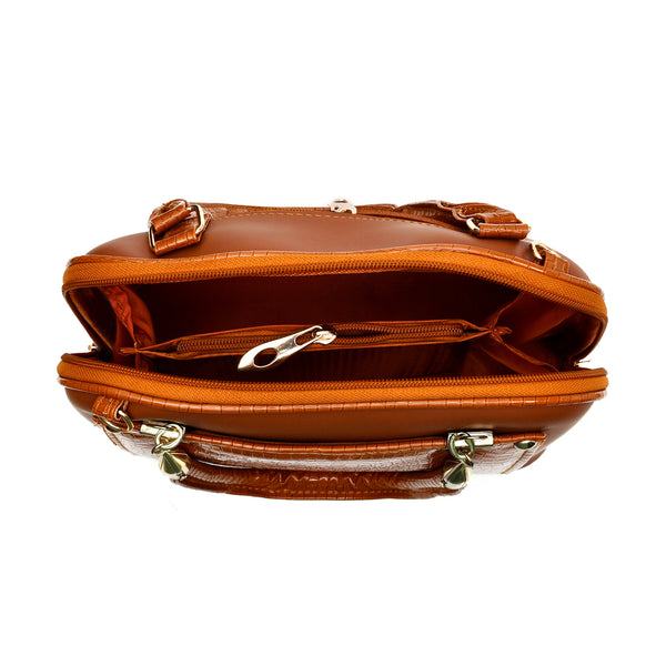 D Shaped Ladies Bag (Mustard Brown)