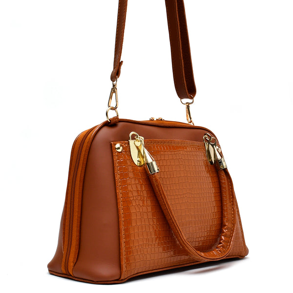 D Shaped Ladies Bag (Mustard Brown)
