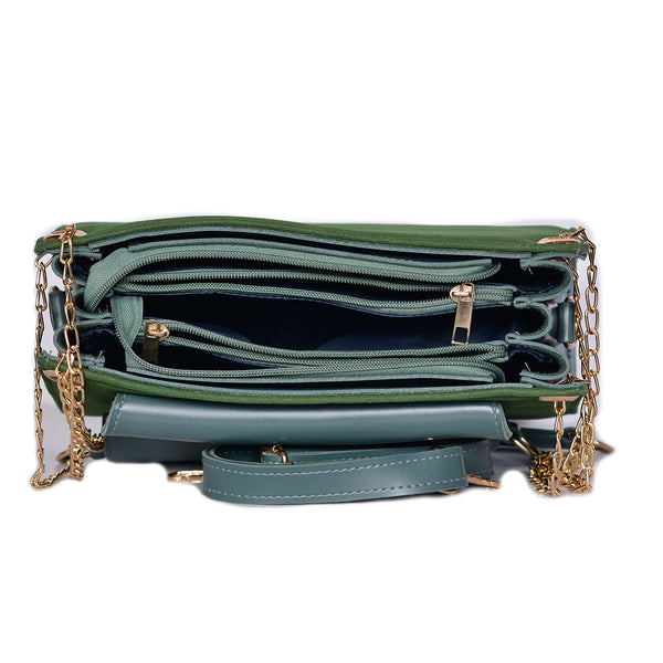 Velvet Crossbody Bag With Chain Strap GREEN