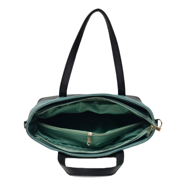 2 Pcs Signature Tote Bag Double Tone (Light Green & Black)