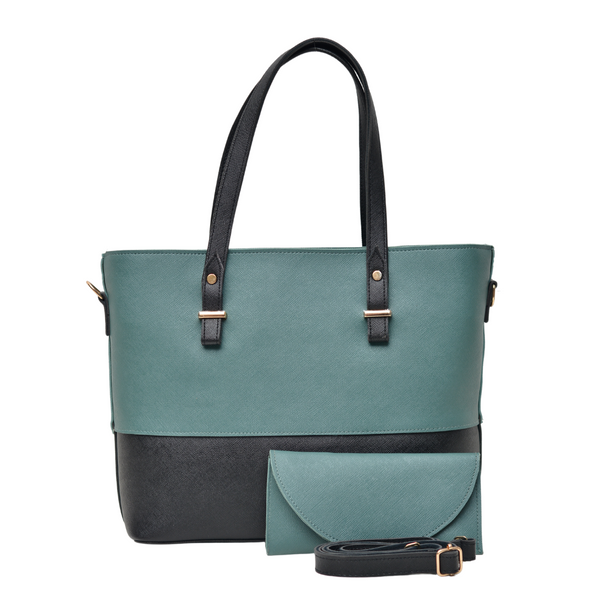 2 Pcs Signature Tote Bag Double Tone (Light Green & Black)