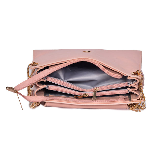 Velvet Crossbody Bag With Chain Strap Pink