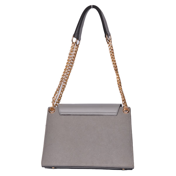 Velvet Crossbody Bag With Chain Strap Grey
