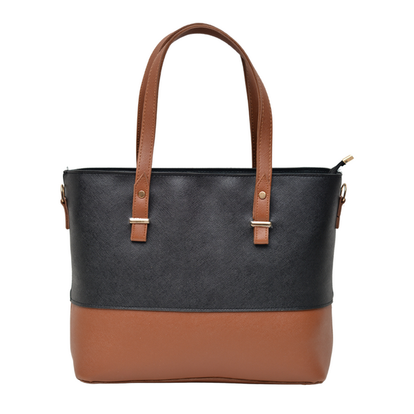 2 Pcs Signature Tote Bag Double Tone (Black & Mustard Brown)
