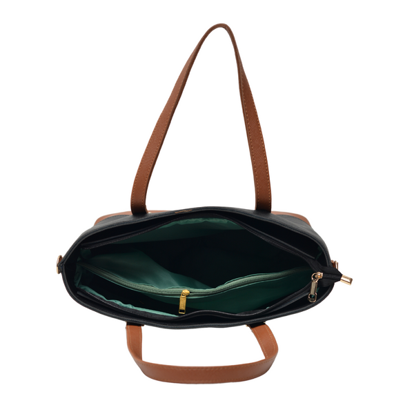 2 Pcs Signature Tote Bag Double Tone (Black & Mustard Brown)