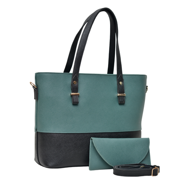 2 Pcs Signature Tote Bag Double Tone (Light Green & Black)