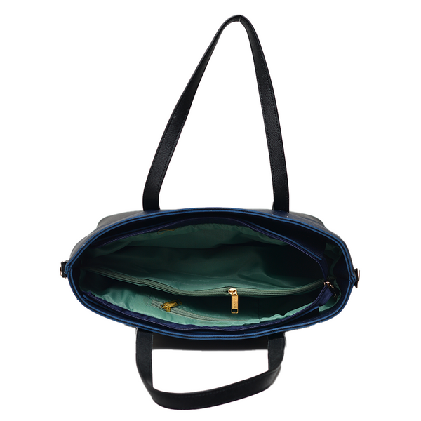 2 Pcs Signature Tote Bag Double Tone (Navy Blue & Black)