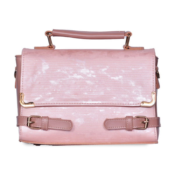 Top Handle Crossbody Bag with Adjustable Wide Strap Pink