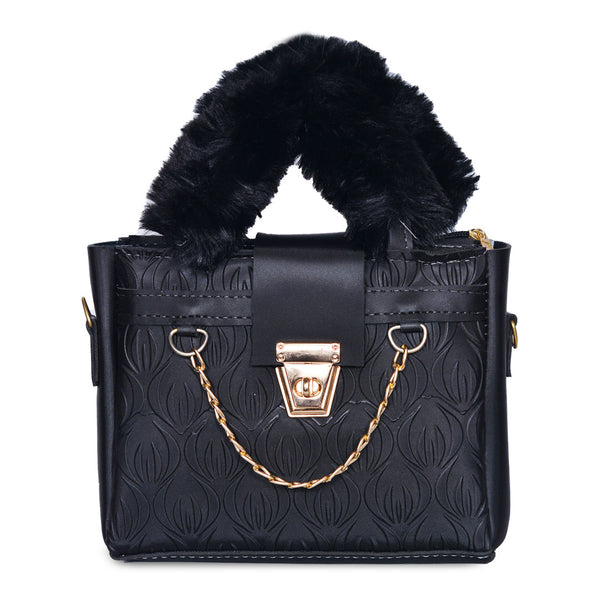 Plush Fur Top Crossbody Bag Black