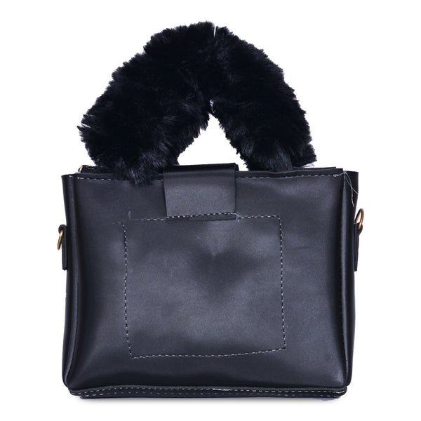 Plush Fur Top Crossbody Bag Black