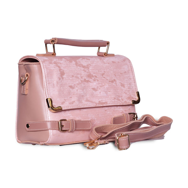 Top Handle Crossbody Bag with Adjustable Wide Strap Pink