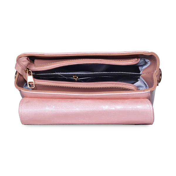 Top Handle Crossbody Bag with Adjustable Wide Strap Pink