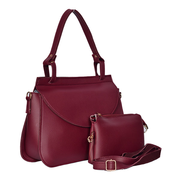 2 Pieces Small Flap Crossbody Handbag Maroon