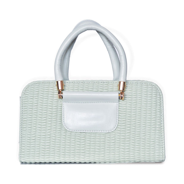 Textured Handbag with Shoulder Strap Mint Green