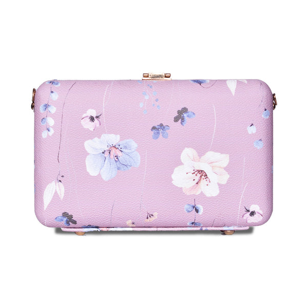 Butterfly Print Box Clutch Sky Pink