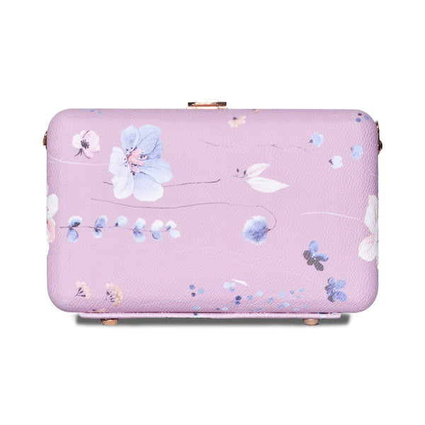 Butterfly Print Box Clutch Sky Pink