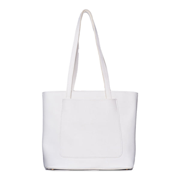 Teal Luxe Structured Tote Bag White