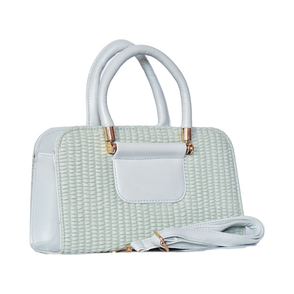 Textured Handbag with Shoulder Strap Mint Green