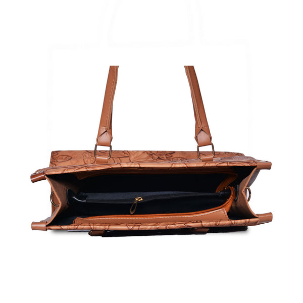 The Lotus Embossed tote bag Brown