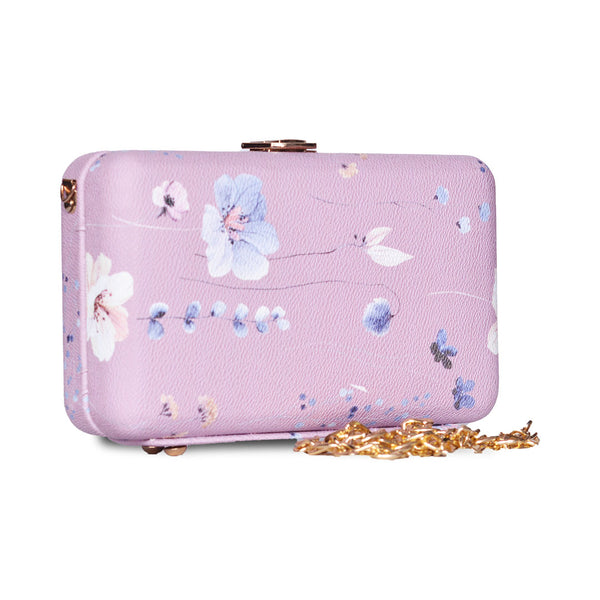 Butterfly Print Box Clutch Sky Pink