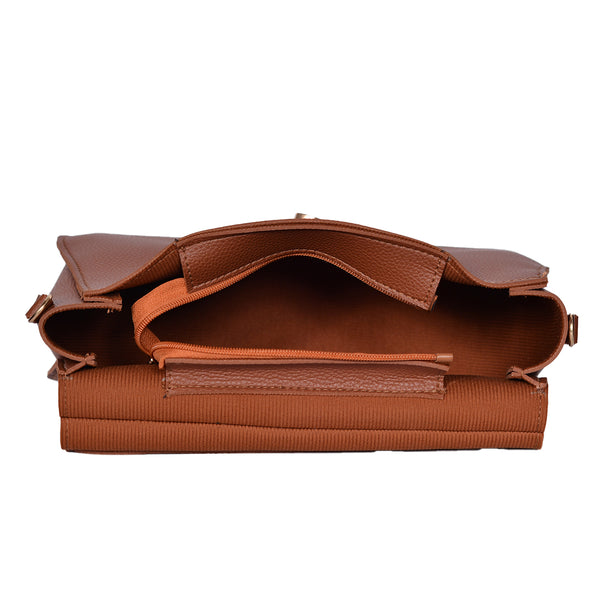 2 Pieces Small Flap Crossbody Handbag  Mustard brown