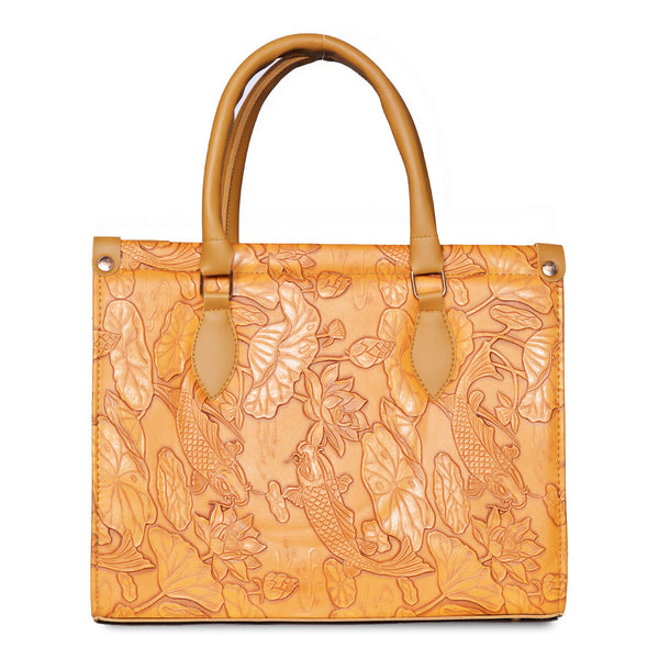 The Lotus Embossed tote bag Murtad Yellow