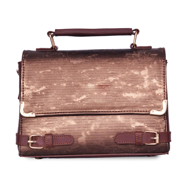 Top Handle Crossbody Bag with Adjustable Wide Strap Dark Brown