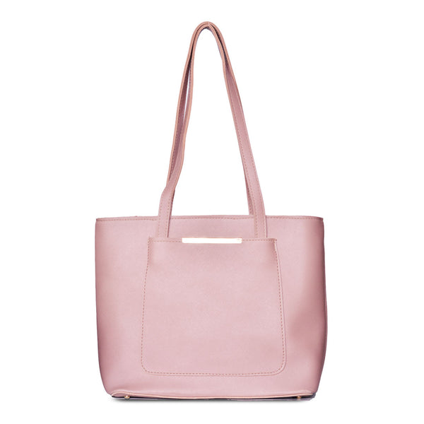 Teal Luxe Structured Tote Bag Pink