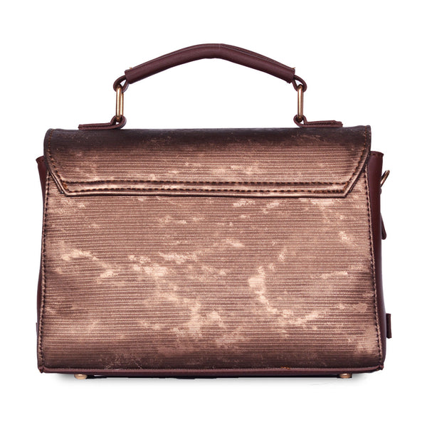 Top Handle Crossbody Bag with Adjustable Wide Strap Dark Brown
