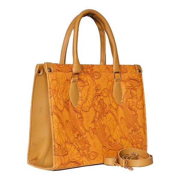 The Lotus Embossed tote bag Murtad Yellow